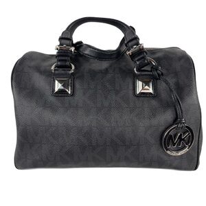 MICHAEL KORS Monogram Grayson Black Gray Silver As Is